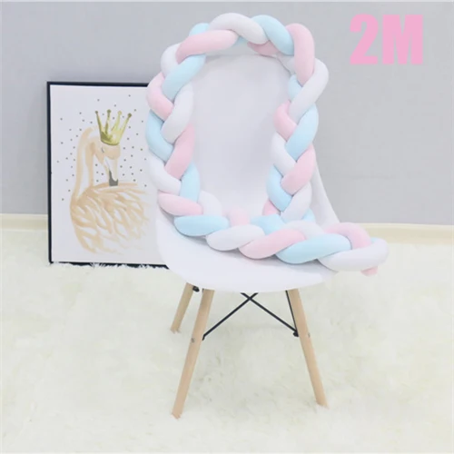 Blue Pink White 2M IMBABY 2 м/3 м длина Детская кровать бампер ручной работы косы новорожденных кровать бампер длинная завязанная мягкая тесьма Декор детской комнаты - Цвет: Blue Pink White 2M