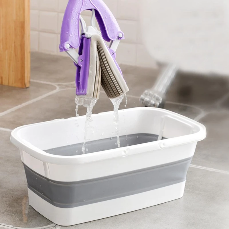 Горячая-Складная швабра ведро складной портативный умывальник Dishpan с ручкой для кемпинга рыбалки