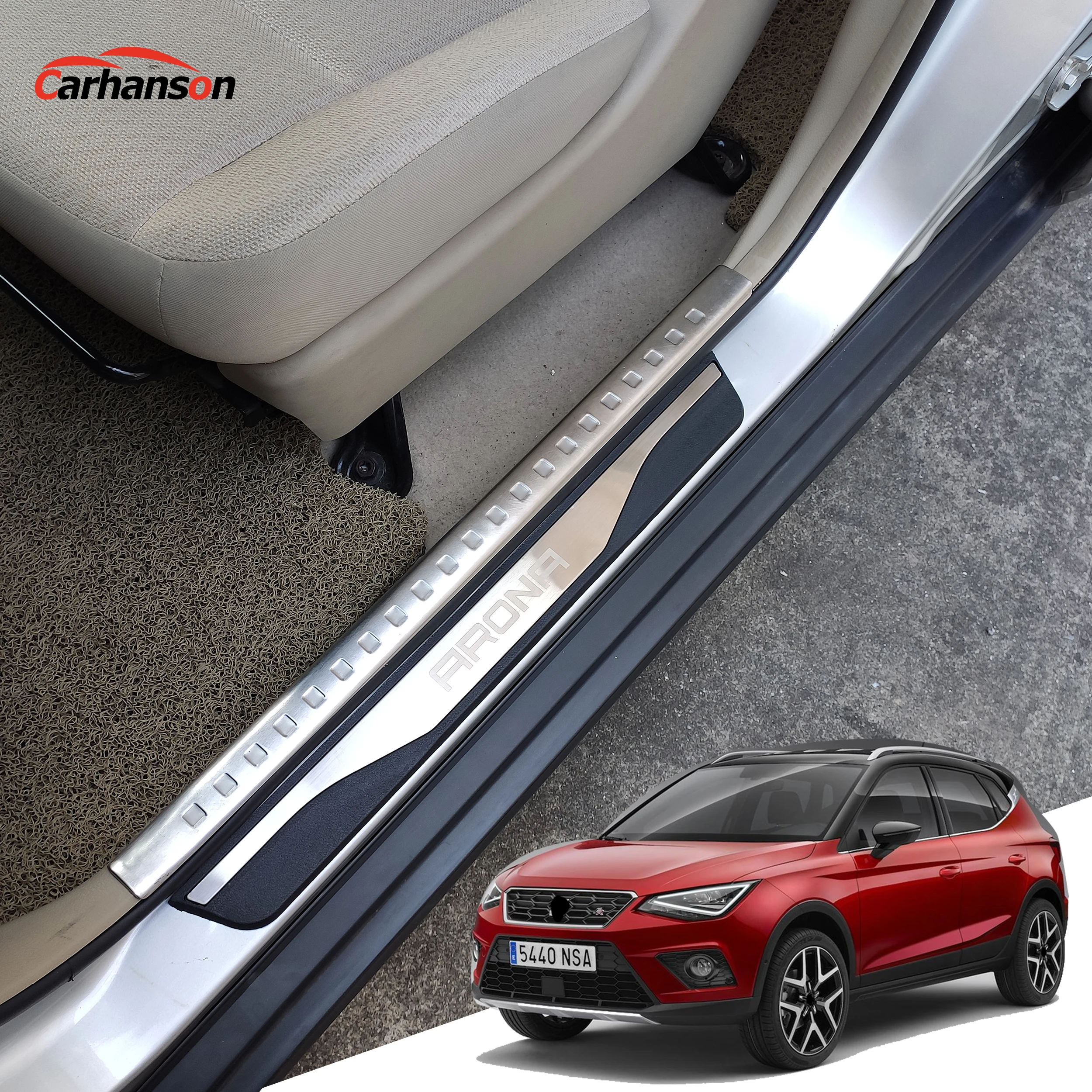 

For SEAT ARONA FR Car Sticker Accessories Door Sill Strip Auto Cover Plates Stainless Steel Protectors Guards Styling 2017-2020