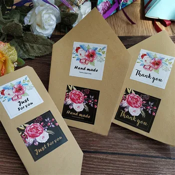 

1200pcs/lot Kawaii Flower Square Thank you just for you sealing package label DIY Multifunction Seal Sticker Gift