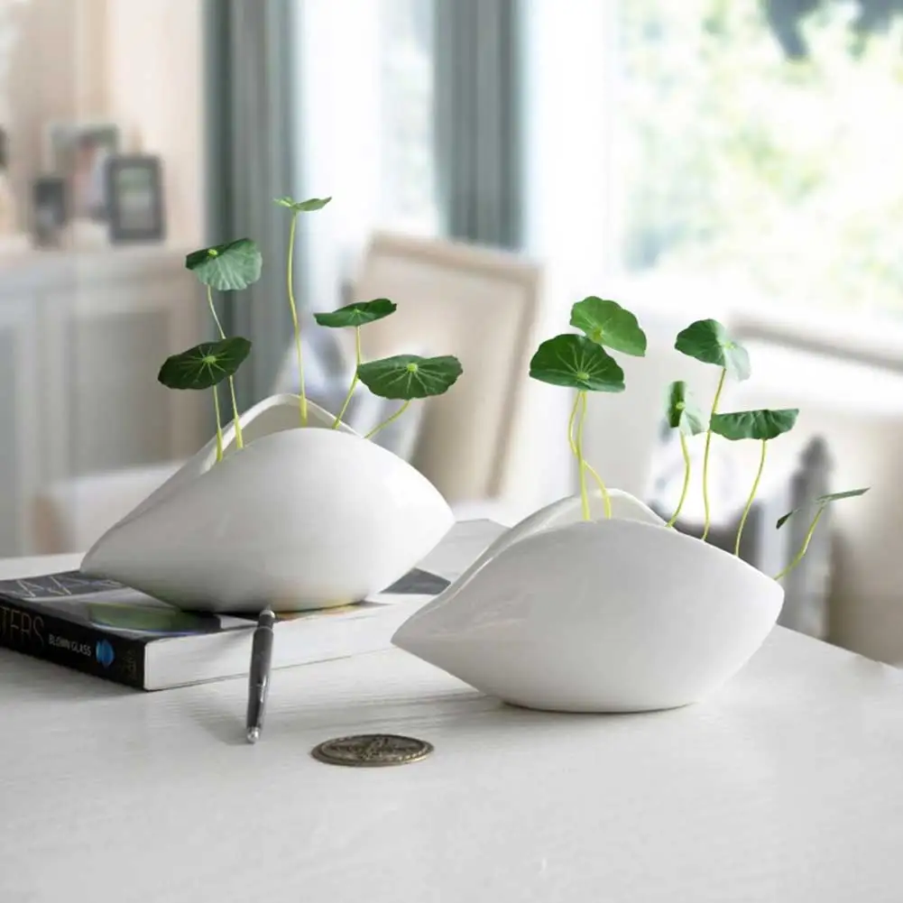

Hot 1pc Ceramic Shell-Like Vase Simple Flower Plant Container Ornaments for Home Office XJS789