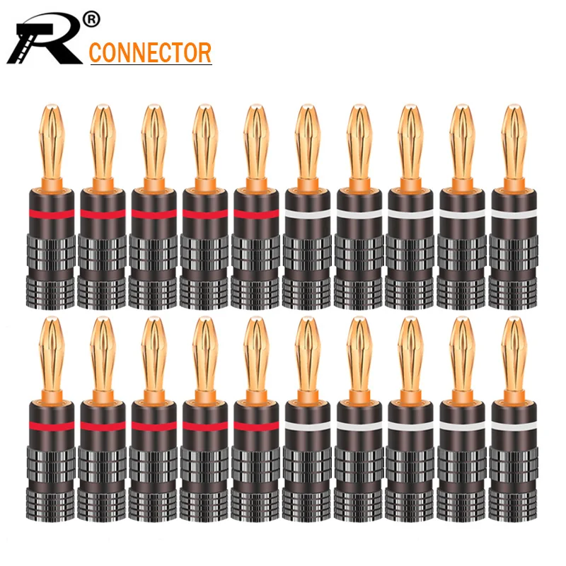 20pcs Gold plated brass Speaker 4mm Banana Plug Audio Jack Cable Connector 