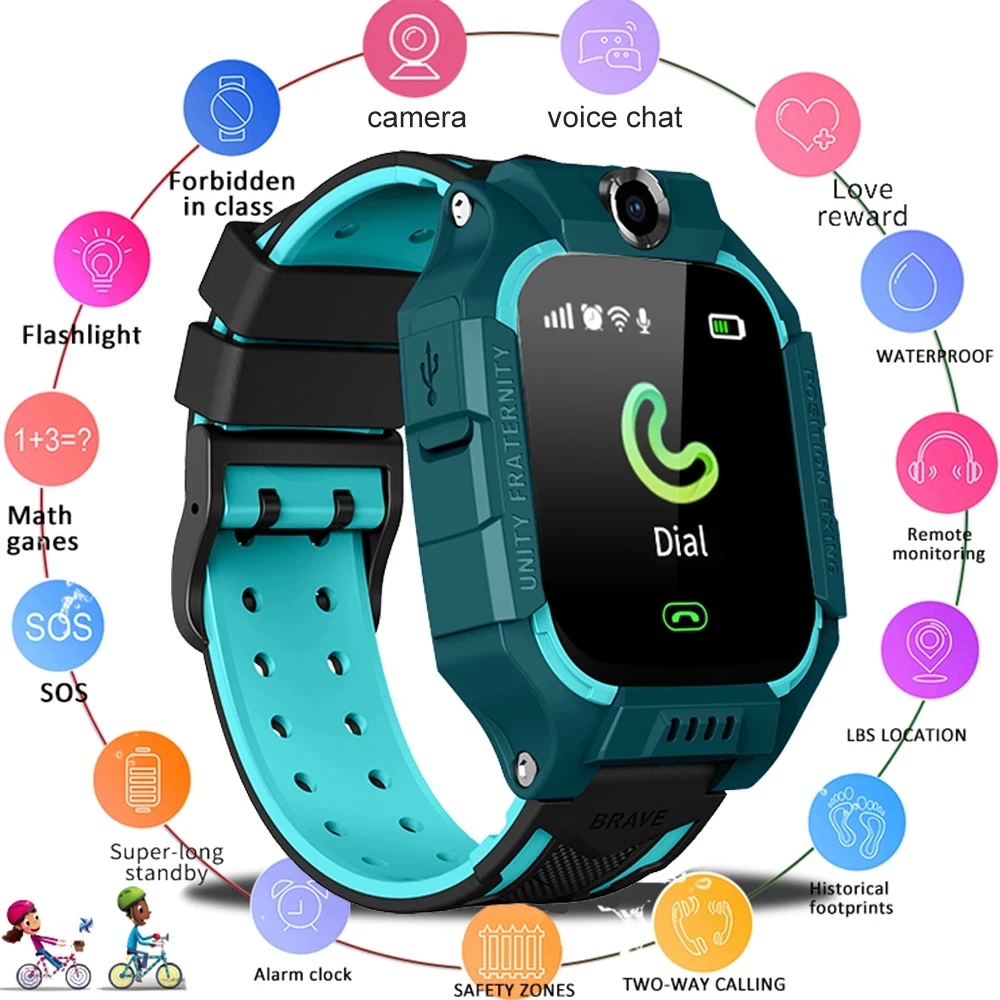 Q12 Kids Smart Watches English Version Waterproof Antilost Children Touch Scree Intelligent Watch LBS Positioning Talking Watch afbeelding