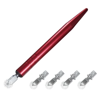 

5Pcs Roller Needle With 1Pcs Hand Tool 3D Permanent Makeup Tebori Tattoos Pen Eyebrow Manual Pen Microblading Accessories Red