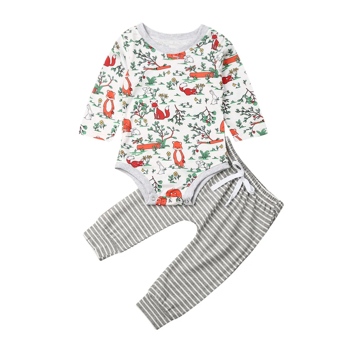 

0-24M Newborn Baby Girl Fox 2pcs Clothes Jumpsuit Romper Bodysuit Pants Outfit Suit