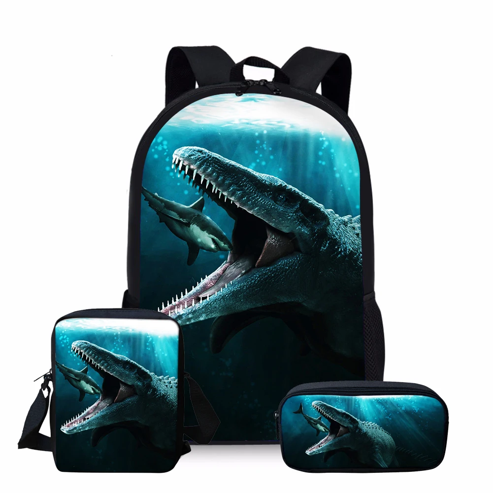 As Picture ThiKin 3D Mosasaurus динозавр школьный портфель с рисунком набор/3 шт. для мальчиков-подростков Дети Классный ежедневник сумки студентов Mochilas - Цвет: As Picture
