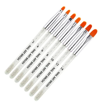 

7Pcs Nail Brush Set Glitters Handle Manicure UV Gel Brush Pen Acrylic Nail Art Gel Polish Painting Drawing Brush Tools Design