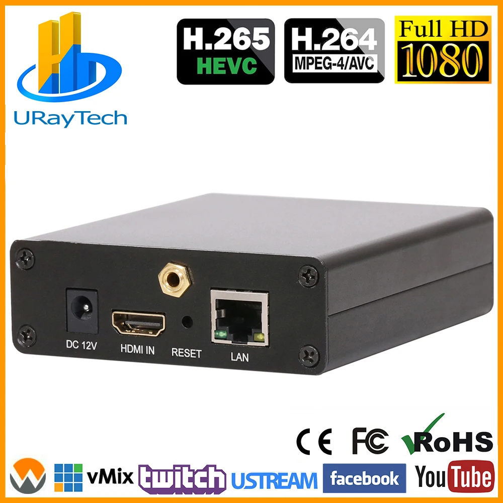 HEVC H.265 H.264 HDMI IP видео передатчик датчик прямые трансляции RTMP RTMPS широковещательный
