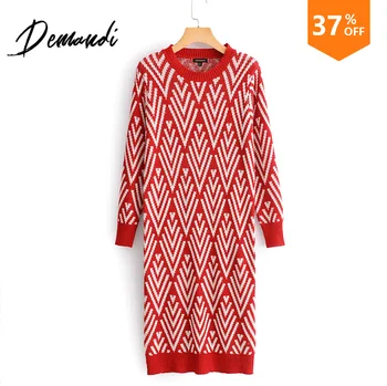 

DEMANDI Sweaters Slim Women's Style Fall 2019 New Fashion Leisure Baitie Women's Long-sleeved Wave Slim Dresses Women's Dresses