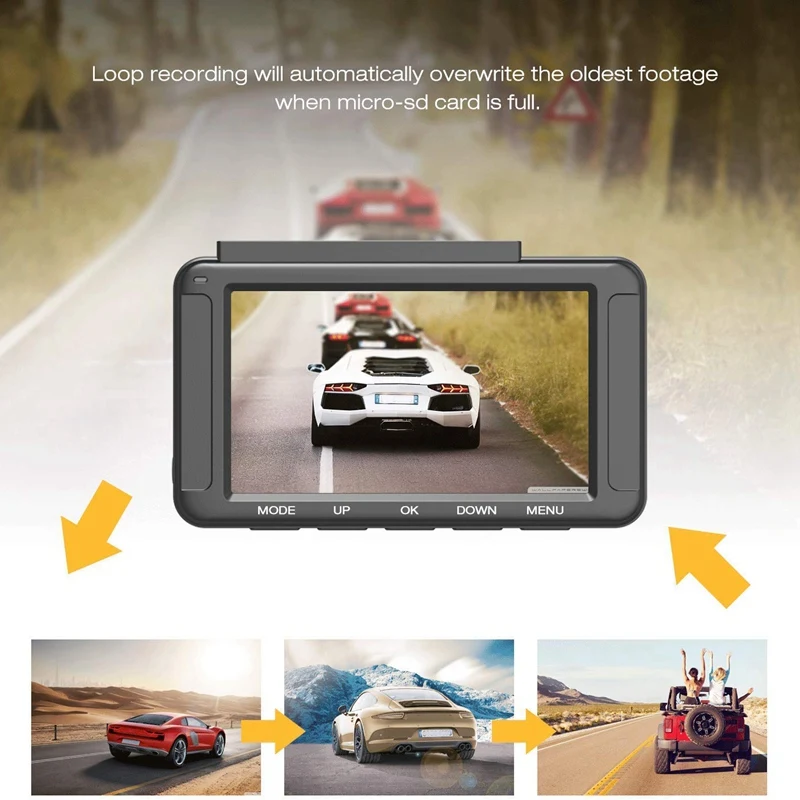 Автомобильный мини 1080P Dash Камера, 3 дюйма, ЖК-дисплей HD управляя Регистраторы 170 ° Широкий формат(G-sensor) Сенсор, петля Запись, обнаружение движения, светодиодный дисплей, 24 часа в сутки Par