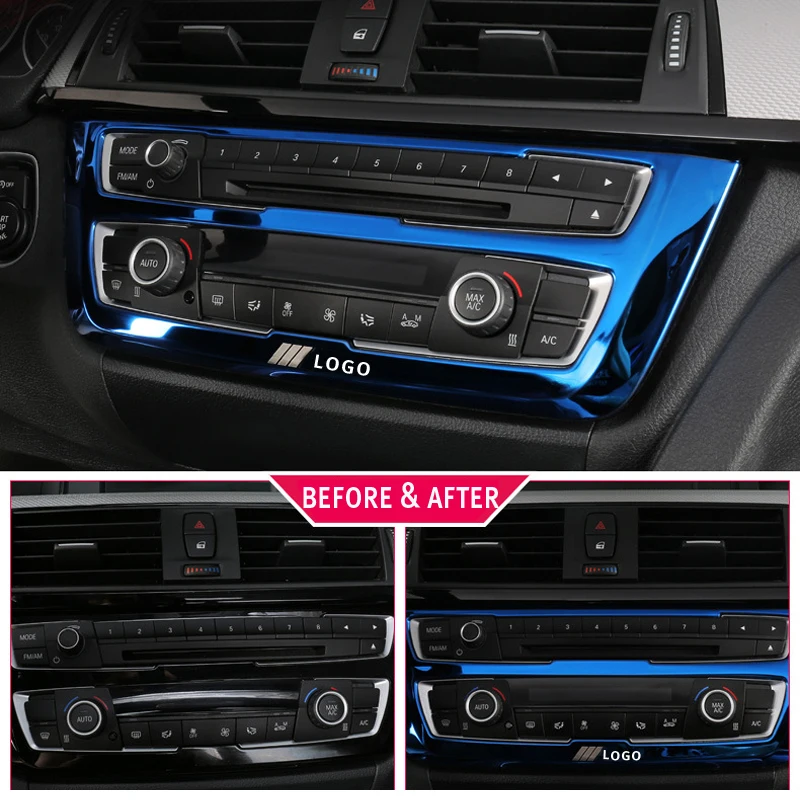 

Stainless steel style Console Panel Decoration Frame Cover Trim Sticker For BMW 3 4 Series 3GT F30 F32 F34 Interior Accessories