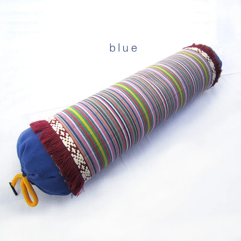 Гречневая оболочка защита позвонков Подушка кружевная полоса Конфета цилиндрическая Подушка шейный позвонок подушка для физиотерапии - Цвет: Синий