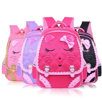 

Cute Cat School Bags For Girl Orthopedic Primary Backpacks Children Waterproof Schoolbags Lovely Shoulder for teenagers Mochila