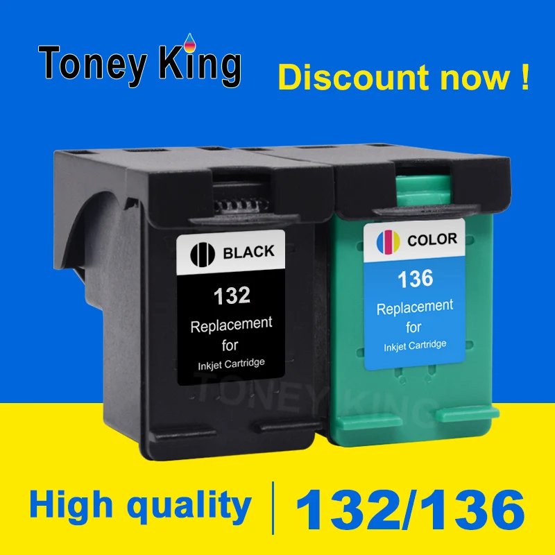 Чернильный картридж Toney King 132 136 XL для принтера HP Officejet 6213 5443 D4163 Photosmart 2573 C3183 1513 PCS1513 |