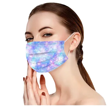 

50PC Adult Tie-dye Gradient Printed Three-Layer Dust-Proof Disposable Mask Protective Dustproof Health breathable mascarillas