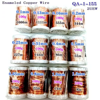 

100g/roll QA-1-155 2UEW Polyurethane Enameled Copper Wire Varnished Diameter 0.1to1.5mm For Transformer Wire Jumper