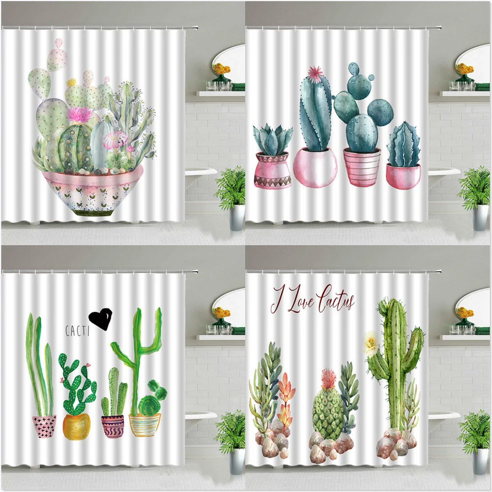 

Текстильная занавеска Hower s из цветов воды, кактус, тропические растения, цветные яркие суккуленты, узор для ванной комнаты, набор занавесок для душа