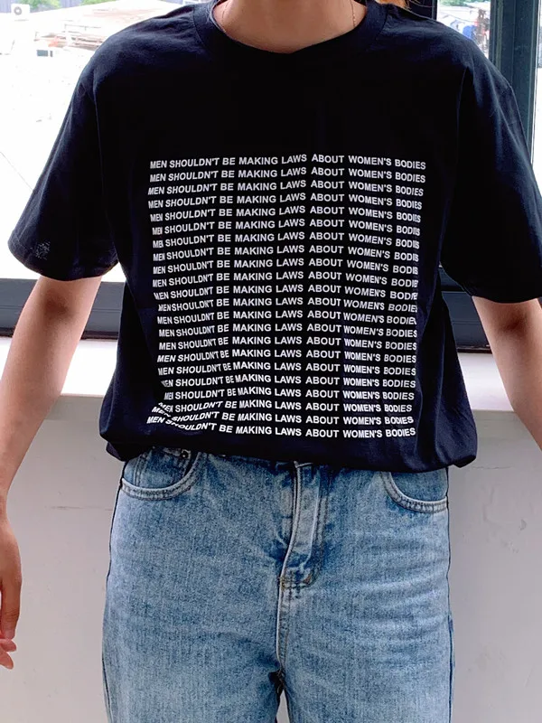 Мужская футболка с надписью &quotWomen's Body&quot и &quotHuman Right Tee Feminist&quot |