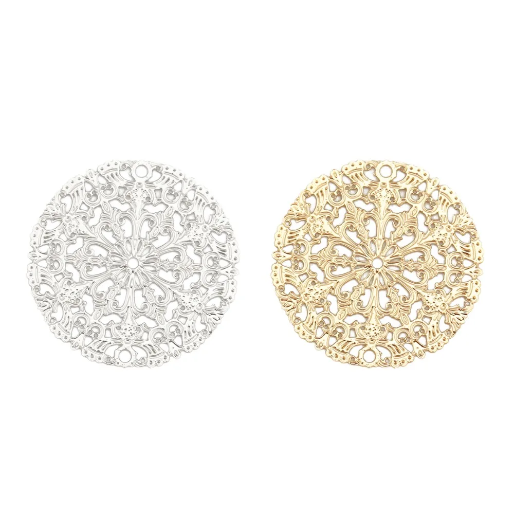 DoreenBeads Fashion Iron Based Alloy Filigree Stamping Connectors Round Silver Color Gold DIY Charms 25mm(1&quot) Dia 10 PCs | Украшения и