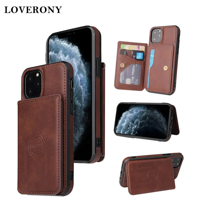 Магнитный чехол LOVERONY для iPhone 11 Pro Max держатель телефона 6 7 8 Plus кожаный кошелек с