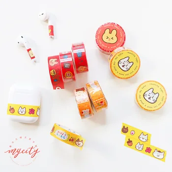 

1 Roll Kawaii Washi Tape Cute Cartoon Cat Fruit Pattern Masking Tape Diary Journal Decoration Paper Washi Stickers Scrapbooking