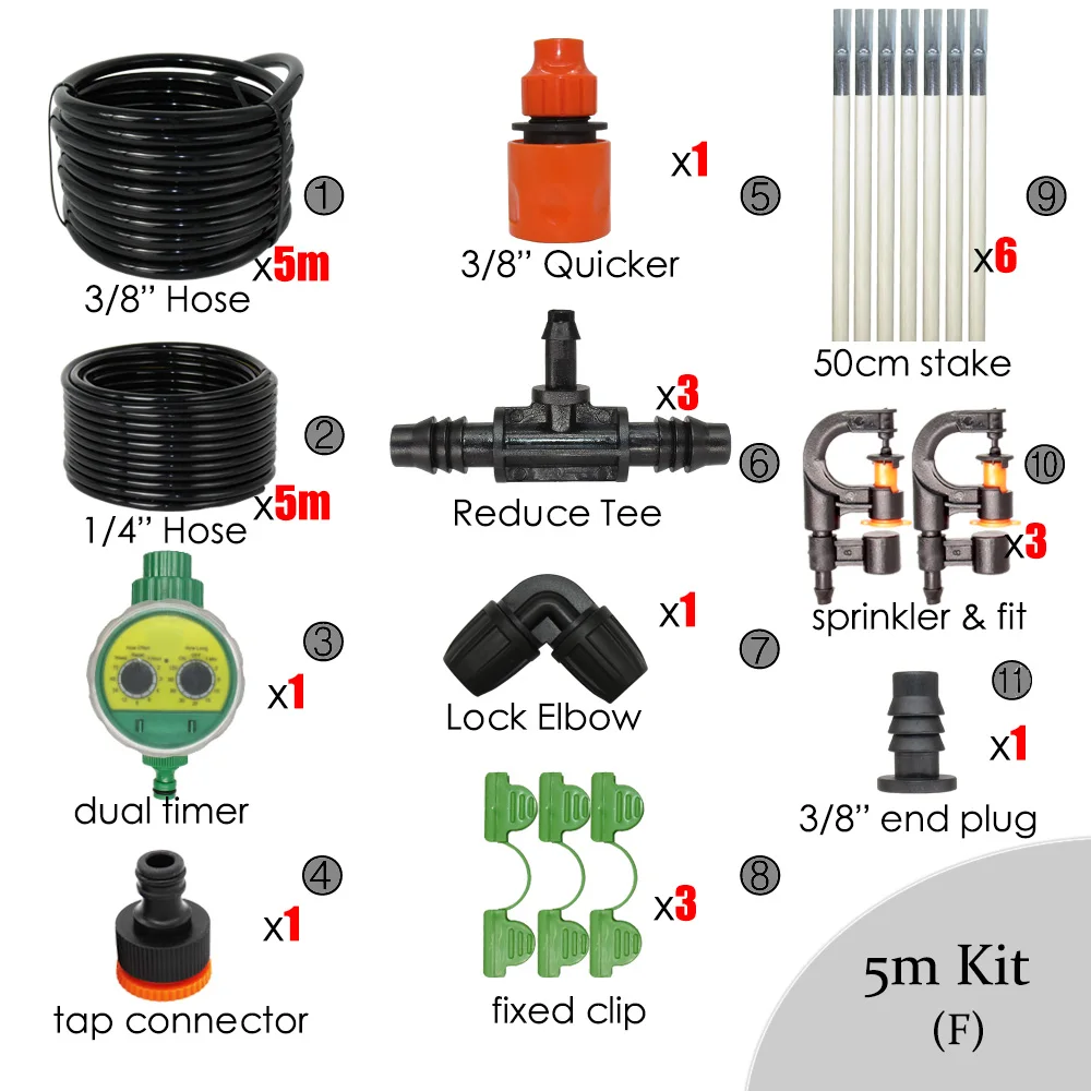 30 м автоматический садовый газон двор разбрызгиватель для полива системы разбрызгиватель на 1 м высокий Кол таймер воды контроллер теплицы набор для орошения - Цвет: 5m 8l11 kit