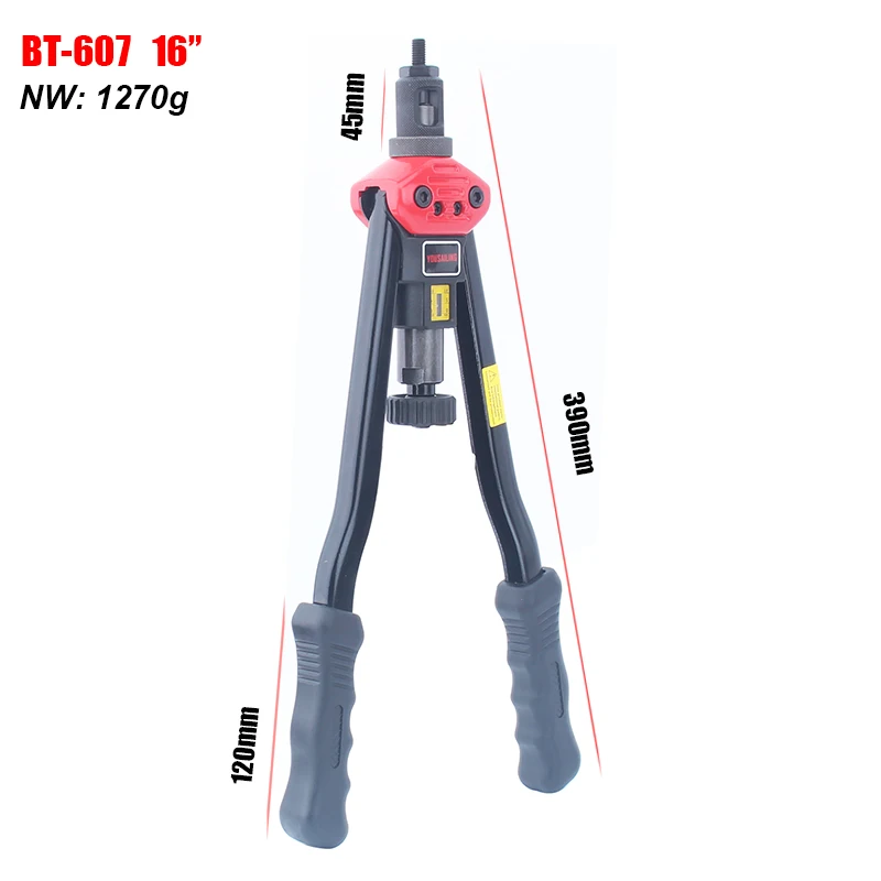 16" Heavy Duty Manual Riveter Guns Hand Riveting Tool M3 M4 M5 M6 M8 M10 M12 YOUSAILING BT-607