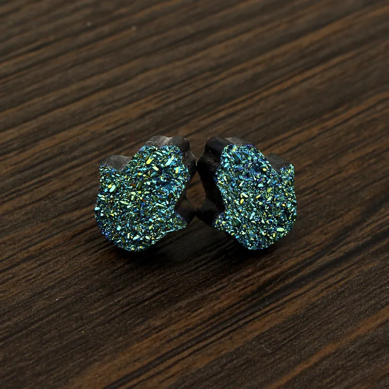 Simple Female Hamsa Hand Ear Studs Small Drusy Druzy Resin Earrings For Women Jewelry Bijoux Fatima Stud Earrings Earstud Gift (2)