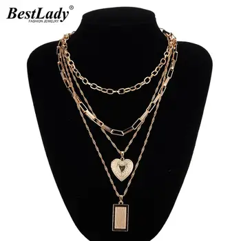 

Best Lady Boho Gold Color Pendant Necklaces For Women Heart Butterfly Multicolored High Quality Necklace Collier Party Wholesale