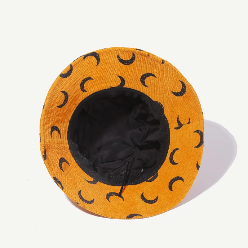Новая хлопковая летняя Осенняя Женская Рыбацкая шляпа с принтом Луны, уличные Панамы Harajuku, Солнцезащитная пляжная шляпа с широкими полями