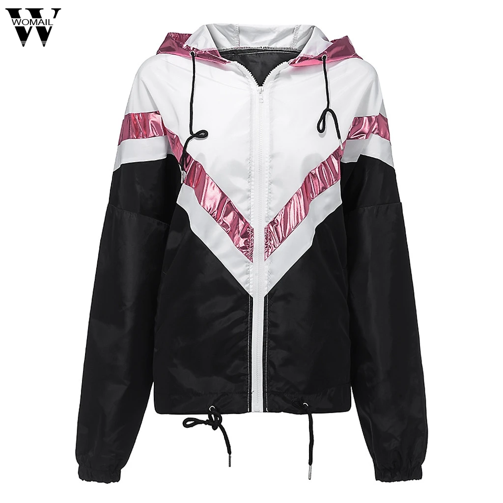 

Womail Plus Size Coat 2019 Hooded Thin Windbreaker Women Basic Jackets Coats Zipper Lightweight Autumn Long Sleeve Bomber Famale