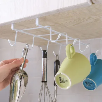 

Wrought Iron Under Cabinet Rack Kitchen Hanging Rack Bathroom Kitchen Storage Rack Small Object Hook Nail-free Hook Shelves