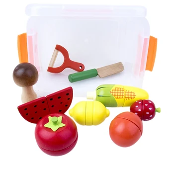 

10Pcs Children Pretend Play Toy Magnet Kitchen Cutting Vegetables Fruit Playset - A/B Kit