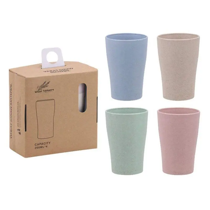 Eco Friendly Healthy Wheat Straw Biodegradable Mug Cup for Water Coffee Milk Juice Tea (4pcs ) | Дом и сад