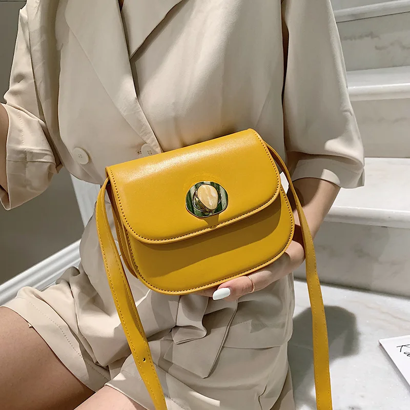 

2019 New Style Korean-style WOMEN'S Bag Lock Solid Color Versatile Shell Bag INS Fashion Casual Single-shoulder Crossbody Bag Wo