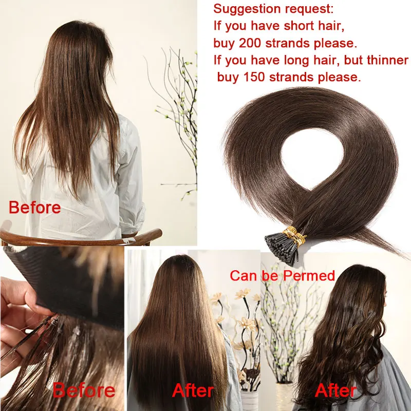 SEGO, 16-22 дюйма, I Tip, волосы для наращивания, не Реми, человеческие волосы, предварительно скрепленные капсулы, прямые волосы, 0,5 г/локон или 1 г/локон