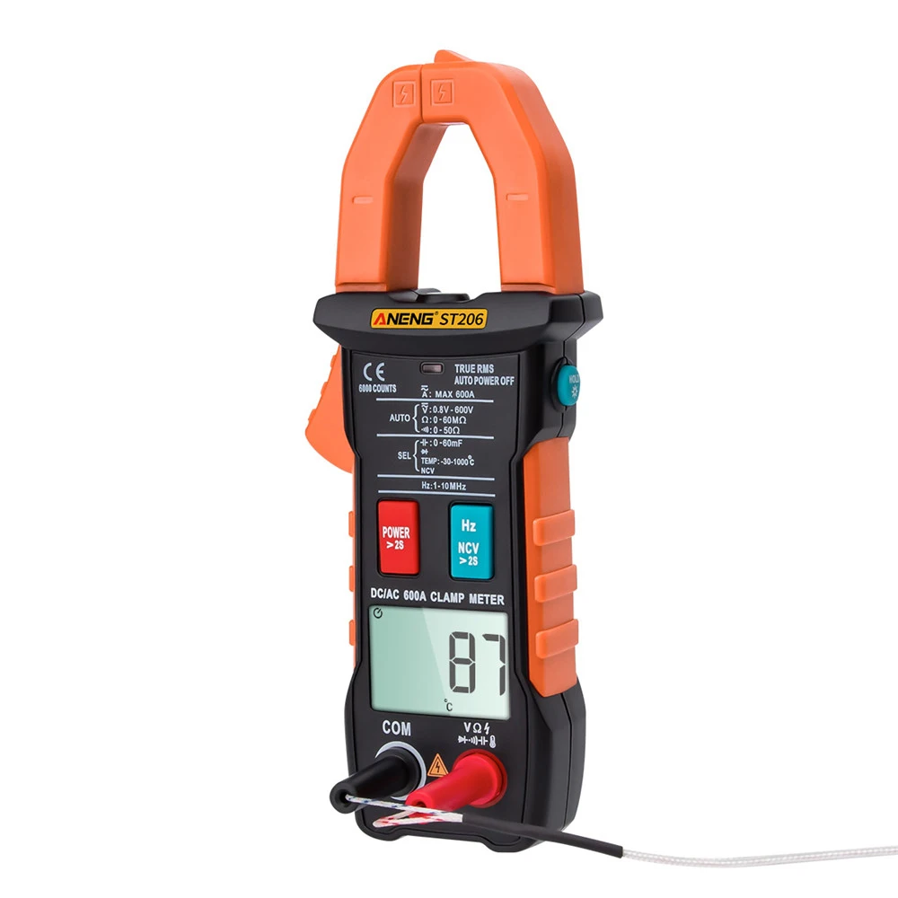 

ST206 Digital Clamp Multimeter Meter 6000 Counts True RMS Amp DC/AC Current Clamp Measure DC Amperimetro Tester Voltmeter