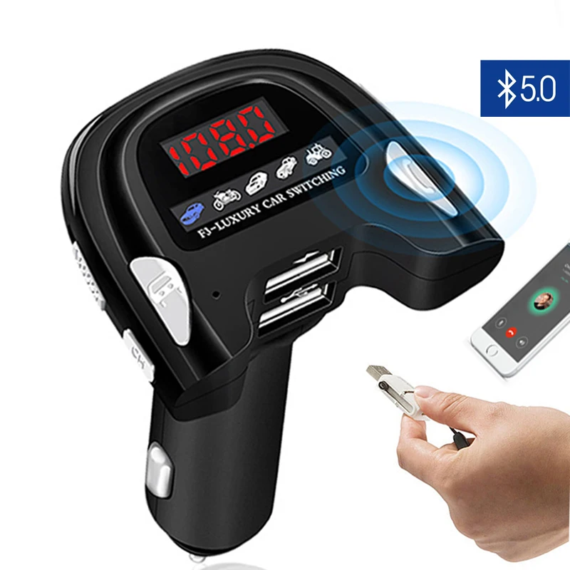 JINSERTA Bluetooth 5 0 FM передатчик двойной USB зарядное устройство U диск стерео