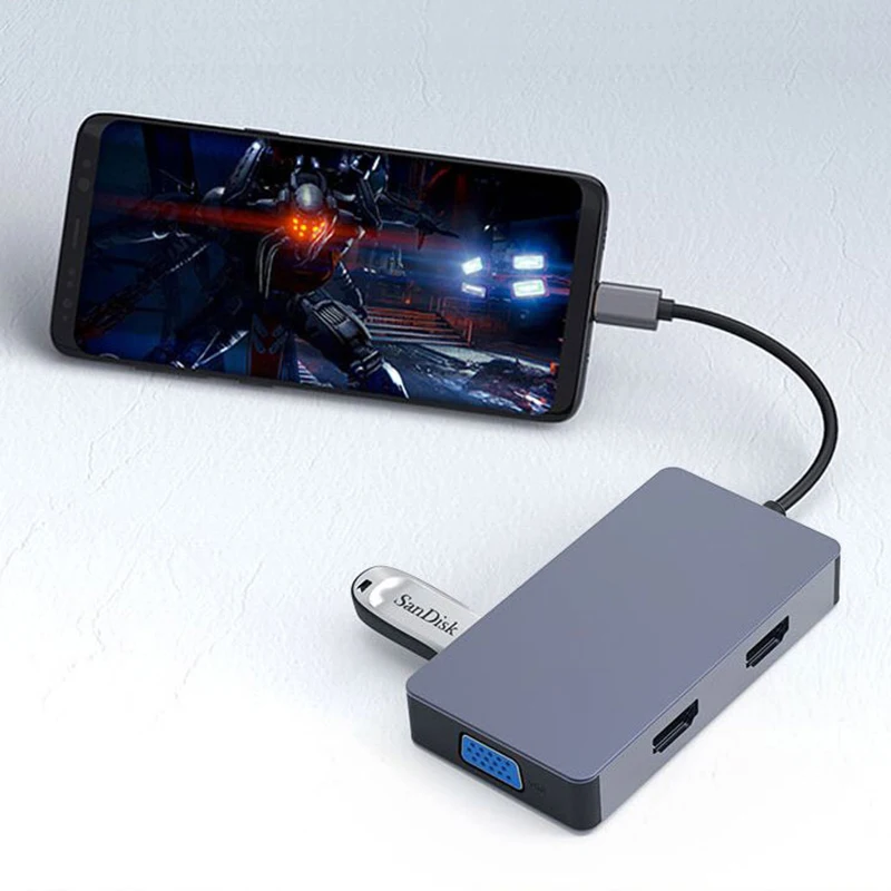 Двойной разветвитель HDMI Type C 3 1 USB для Multi 0 адаптер MacBook Pro концентратор док станция