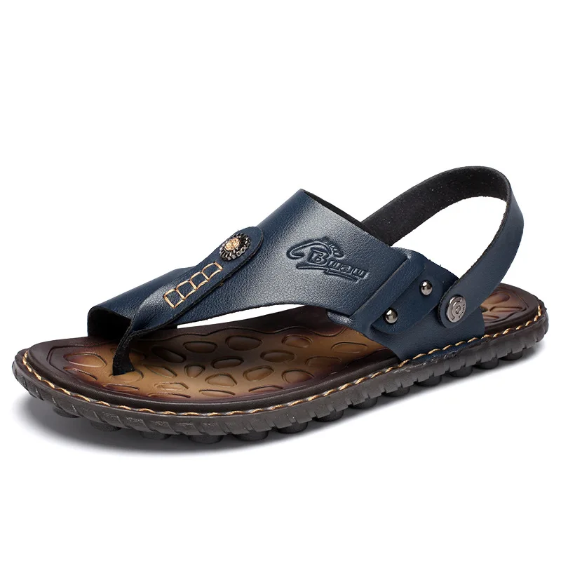 

Summer Shoes Men Slippers PU Leather Beach Slippers Mens Flip Flop Sandals Summer Man Plus size Shoes Male Flip Flops