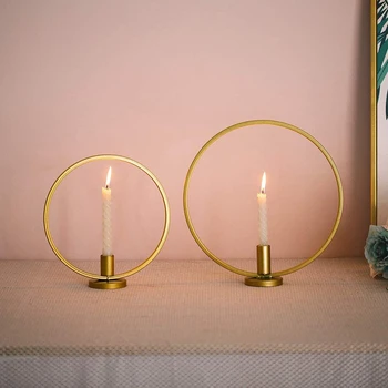 

2Pcs Geometric Metal Candlestick Holders for Living Room Centerpieces Table Decorations for Wedding Dining Room