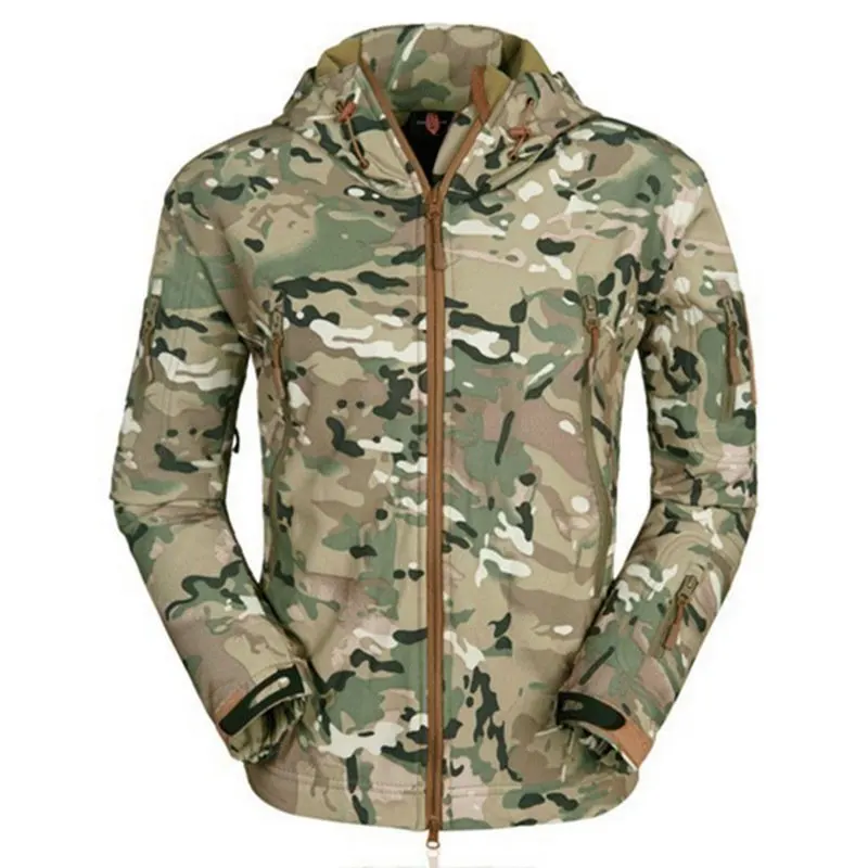 Buy DIHOPE Men Shark Soft Shell Military Tactical Jacket Waterproof Warm Windbreaker Coat Camouflage Hooded Jacket US Army Clothing
