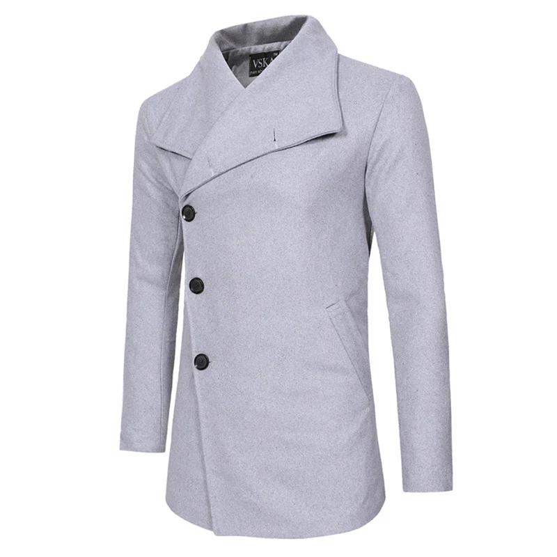 Helisopus Single Breasted Mens Coats Winter Trench Coat Jacket Casual Slim Fit Wool Blazer Fashion Long Slanting Placket Coats Helisopus Single Breasted Mens Coats Winter Trench Coat Jacket Casual Slim Fit Wool Blazer Fashion Long Slanting Placket Coats