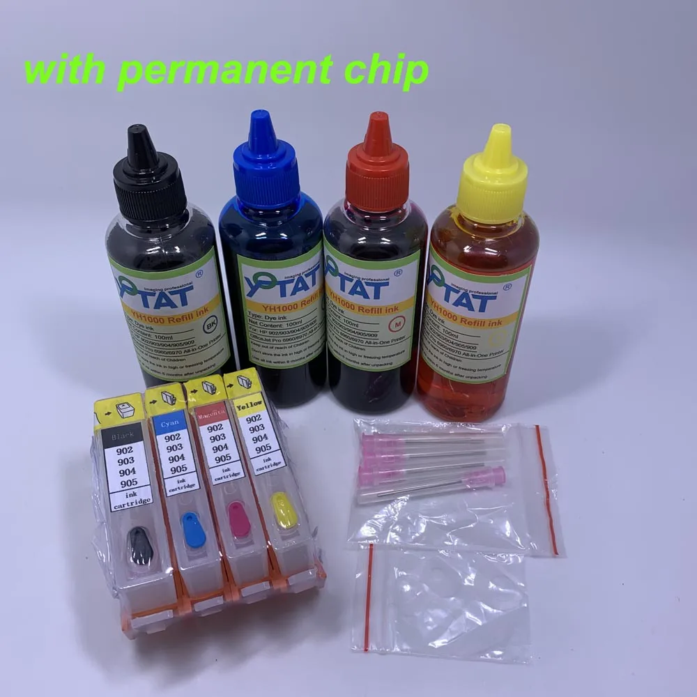 

4*100ml Ink Refillable Ink Cartridge for HP902 HP 902 for OfficeJet 6950 6951 6954 6956 6958 6960 6962 6968 6970 6974 6975 6978