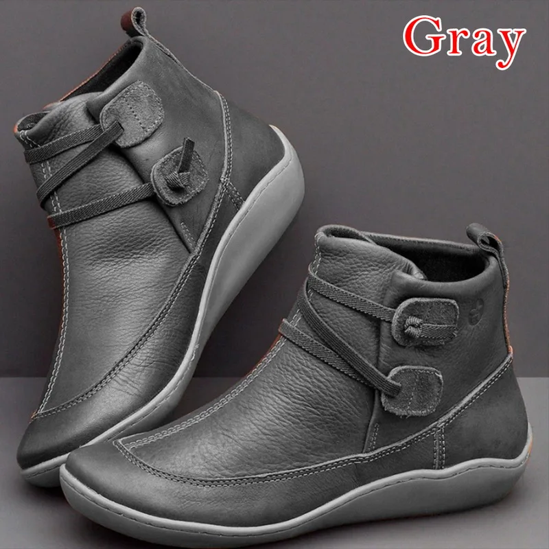 Женские ботильоны из искусственной кожи; женские зимние ботинки с перекрестными ремешками в винтажном стиле; плюшевые теплые короткие ботинки в стиле панк; женская обувь на плоской подошве; botas mujer