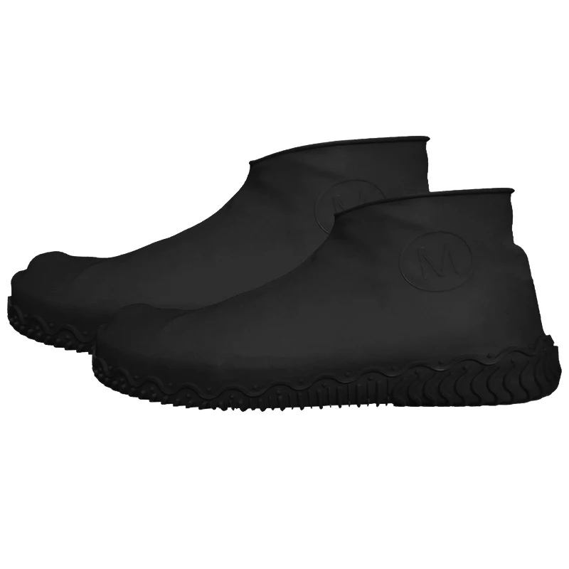 Дождливые дни Нескользящие латексные эластичные силиконовые бахилы водонепроницаемые унисекс обувь многоразовые защитные боты аксессуары - Цвет: black