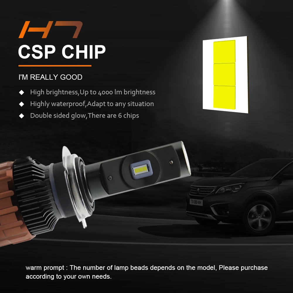 Автомобильный головной светильник лампочка H4 led H7 H11 9005 9006 9012 H1 H3 80 Вт 8000LM 6000 К