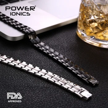 

Power Ionics 4in1 100% Titanium Mens Anion FIR Magnetic Germanium Blood Pressure Accessory Charm Bracelet Jewelry Gifts W/ Tool
