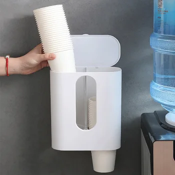 

Creative Disposable Cup Holder Automatic Cups Remover for Water Dispenser Wall Mount Free Punch Sort Out Paper Cup Storage Shelf