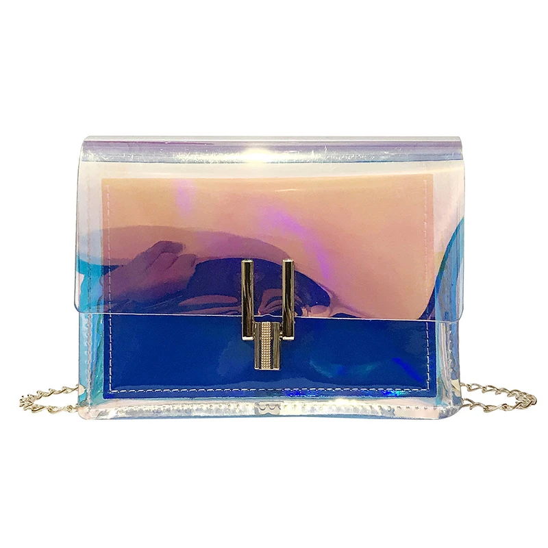 Fashion Women Colorful Jelly Shoulder Bag Girl Laser Holographic Transparent Handbag Crossbody Messenger Bags Mini Tote SS0424 (9)